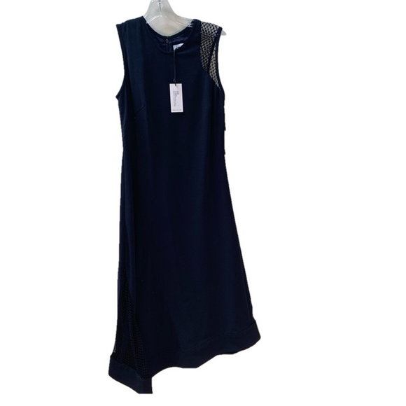 Nomia sleeveless midi with black netting insert at shoulder and hem asymmetric - Picture 2 of 3